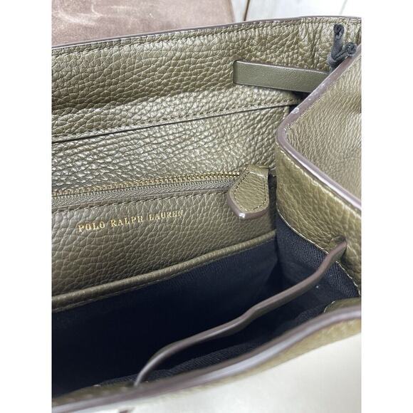 Polo Ralph Lauren Lennox Olive Green Leather Buckle Backpack Cinch Bag - Picture 4 of 8